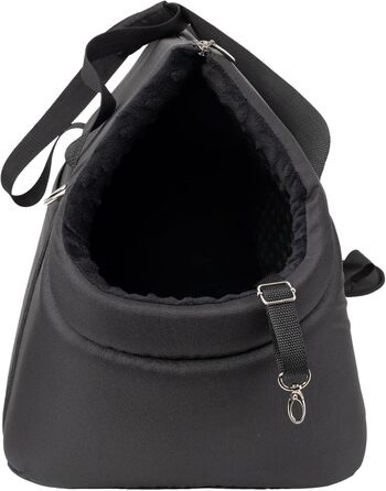 Сумка-переноска для собак та котів | Сумка на плече для тварин з гумкою та карабіном | до 15 кг | Матеріал: штучний замш (вельвет) | Розмір: L | Чорний колір (52 x 35 x 39 см)