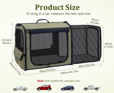 Транспортна переноска для собак Pecute: стабільна, складана, дихаюча, з ролетним вікном, 61 x 52 x 45 см (темно-зелений)