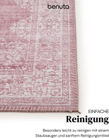 benuta pop Laury Rug - Synthetic Fiber - Rectangular & in Vintage Style - Easy Care for Living Room Bedroom, Pink, 200x300 cm 200 x 300 cm (Rectangular) Pink