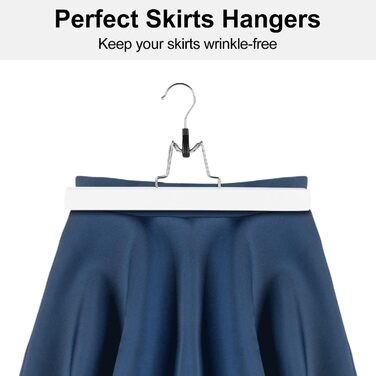 Дерев'яні вішалки для штанів AMKUFO з кліпсами (12 шт.), антиковзні вішалки для спідниць, фіксатори для штанів, надійні вішалки з масивного дерева, поворотний 360° гачок (білий/розкішний сад)