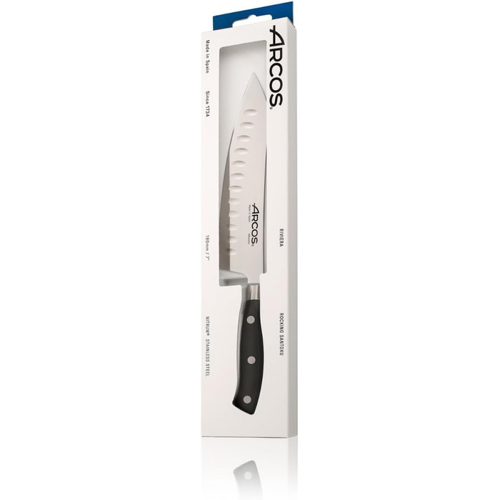 Ніж Arcos Riviera Santoku 180 мм з нержавіючої сталі з ручкою з POM - чорний