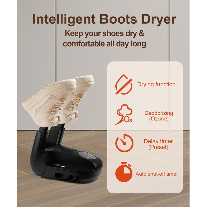 Електричний сушильник для взуття з озоном - сушильник для взуття, черевиків, рукавичок, шапок, лижних черевиків. Швидке сушіння теплом, компактний, розкладний дизайн.