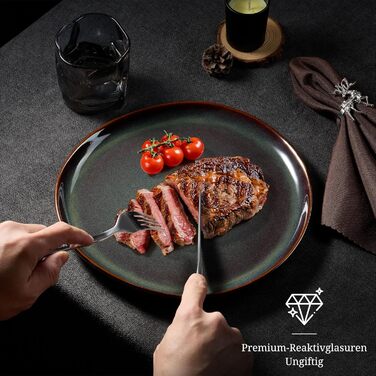 Набір посуду на 6 осіб Onader, 18 предметів: тарілки для сніданку, десерту та обіду, стегонна посуд, мікрохвильова піч, реагуючий мох зелений