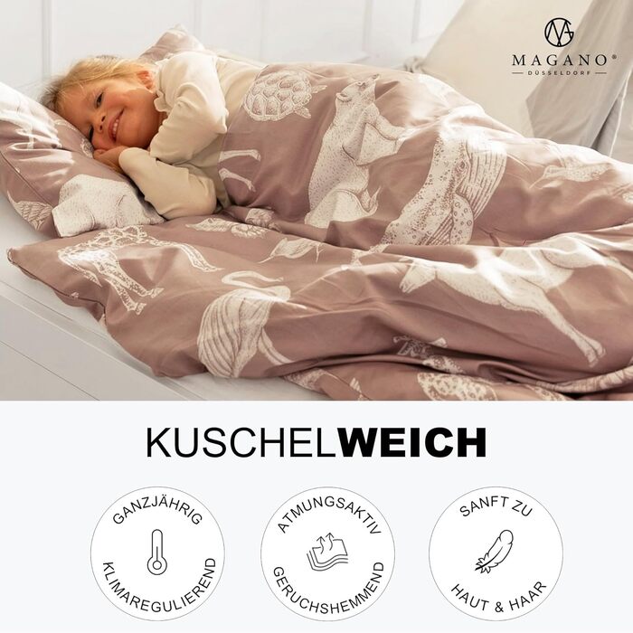 Комплект постільної білизни для дитячого ліжечка Magano® 100x135 см, бамбук та бавовна сатин, 400 TC, гіпоалергенний, для хлопчиків та дівчаток. В комплекті: простирадло 100x135 см + наволочка 40x60 см (135x200 см + 80x80 см, пудрово-рожевий)