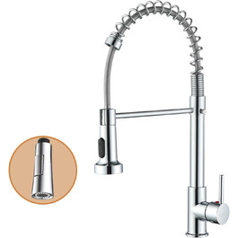 Змішувач кухонний з висувною лійкою, 360° поворот, 2 режими, нержавіюча сталь, хром