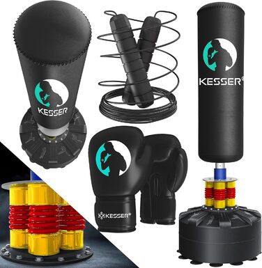 Набір боксерський KESSER® для дорослих: боксерські рукавички, боксерський мішок, скакалка, мішок для кікбоксингу, самостійний стенд, MMA партнер для тренувань