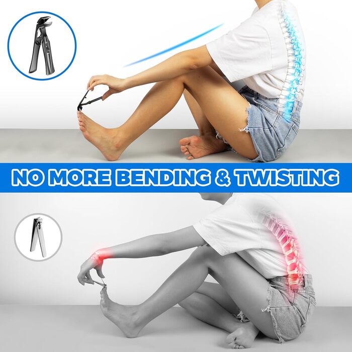 Кусачки для нігтів для літніх людей з широкими щелепами та довгою ручкою, кусачки для кутикули з кутовою головкою, з контейнером для збору обрізків, подарунок для чоловіків та жінок, чорні