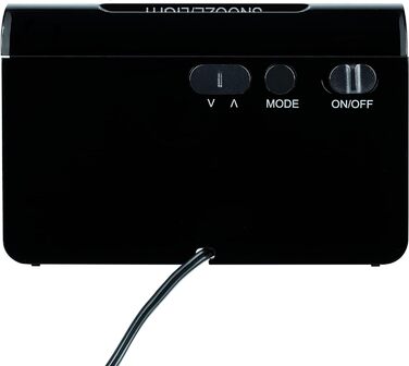 TFA Dostmann ICON Digital Radio Alarm Clock, 60.2543.05, Alarm with individual snooze duration, 2 brightness levels, very bright red LED digits, radio clock, black