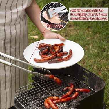 Набір гриля JUSTHERE 15 предметів: шампури, щипці, лопатки з нержавіючої сталі. Професійний аксесуар для BBQ, кемпінгу та дому. Чудовий подарунок для чоловіків