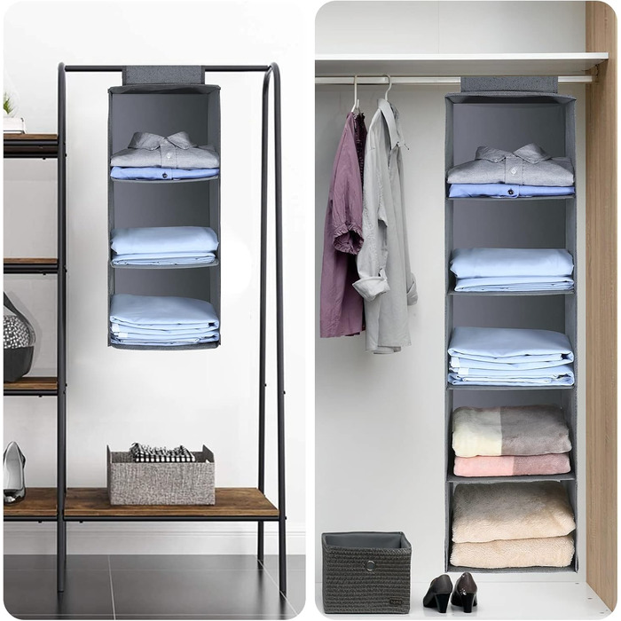 Органайзер для шафи AiQInu з 3 відділеннями, сірий, Medium