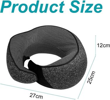 Подушка для подорожей з ефектом пам'яті Flugzeug Memory Foam: анатомічна, з навушниками, маскою для сну та чохлом для перенесення. Подушка для літака, авто, кемпінгу.