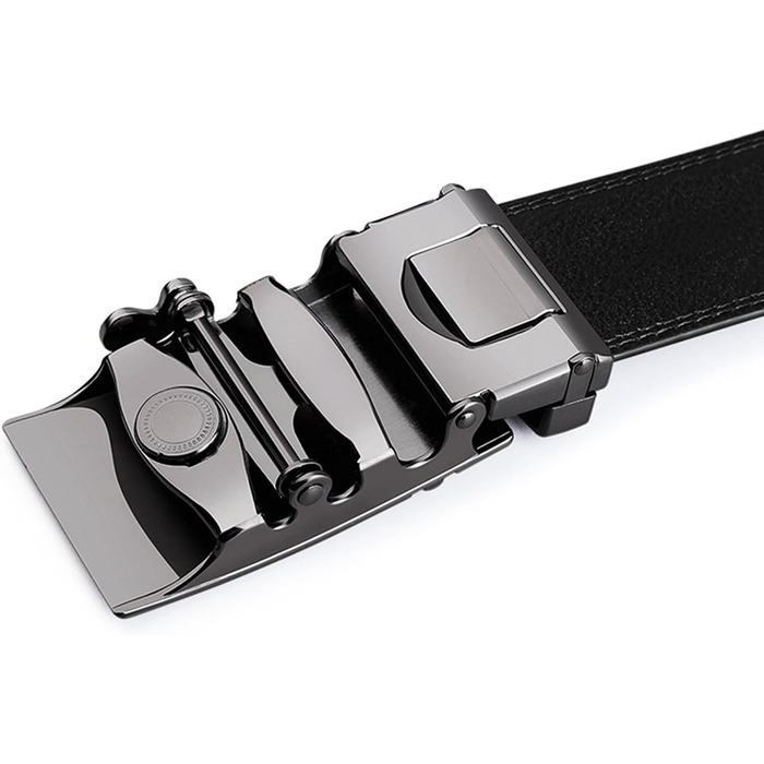 Чоловічий шкіряний ремінь на пряжці-защіпці (растубачка) 35 мм, чорний