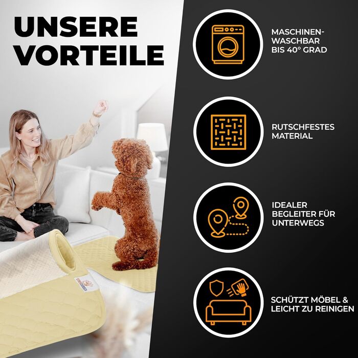 Водонепроникний коврик для собак SympaTierisch - захист дивану та ліжка - великий розмір (175 x 75 см) - бежевий - легко прати