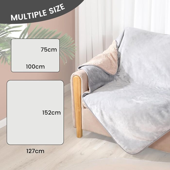 PETTOM Деки для собак та котів, флісова підстилка, водовідштовхувальна, 152 x 127 см (Світло-сірий + Бежевий)