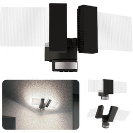 Вуличний LED-світильник SSC-LUXon NORSU з датчиком руху, подвійний прожектор, нейтрально-білий, IP65, з адаптером для кута та датчиком сутінків, модель Linto