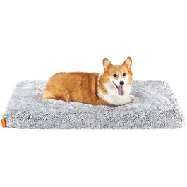 Feandrea Dog Bed, orthopedic dog cushion, padded with convoluted foam, removable and washable cover, size M, for small and medium dogs, 80 x 50 x 8 cm, PGW211G02 (L 95 x W 60 x H 8 cm, Ombré Gray)