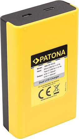 PATONA Akku NP-W235 для камери (2600 mAh) з USB Дисплеєм DUAL LCD - сумісний з USB-C та Micro-USB
