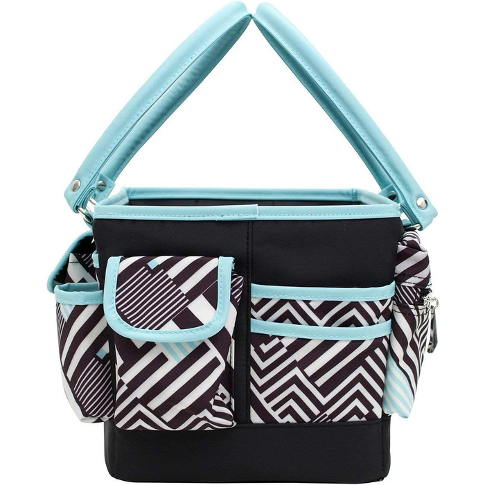 Everything Mary Blaugruner, geometric deluxe store and tote bag, organizer for crafts, sewing, paper, art, desk, canvas, accessories, storage with handles for travel