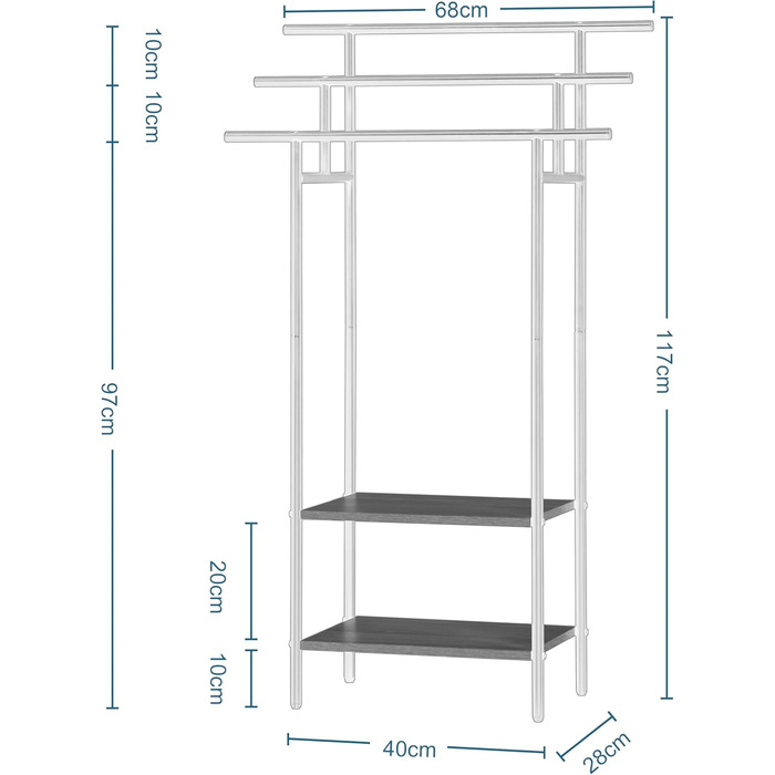 Стійка для рушників EUGAD з 3 полицями, чорна, з металу та ДСП, для рушників та одягу
