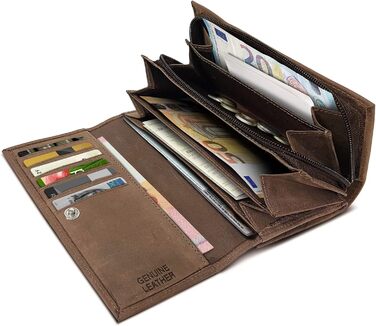 ROYALZ 'Orelia' Vintage Leather Wallet for Women - Large Portemonnaie (Wallet) with Many Compartments, RFID Blocker, Crossbody Wallet
