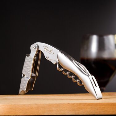 Ніж для офіціантів з нержавіючої сталі - професійний штопор для ресторану з відкривачем пляшок та різаком фольги + електронна книга про вино
