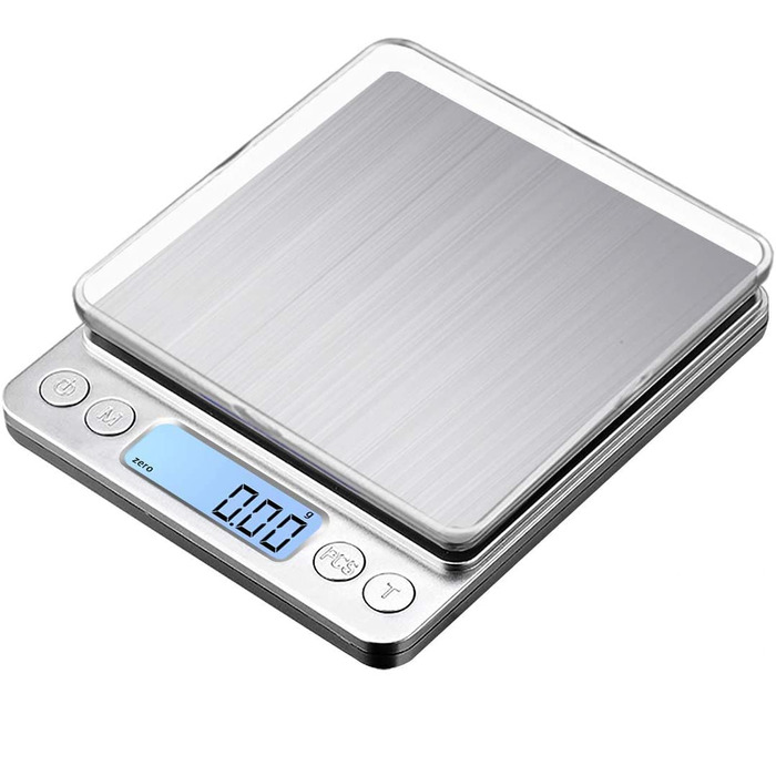 Кухонні ваги 3000г з LCD-дисплеєм та функцією тарування, для їжі та ювелірних виробів, з нержавіючої сталі