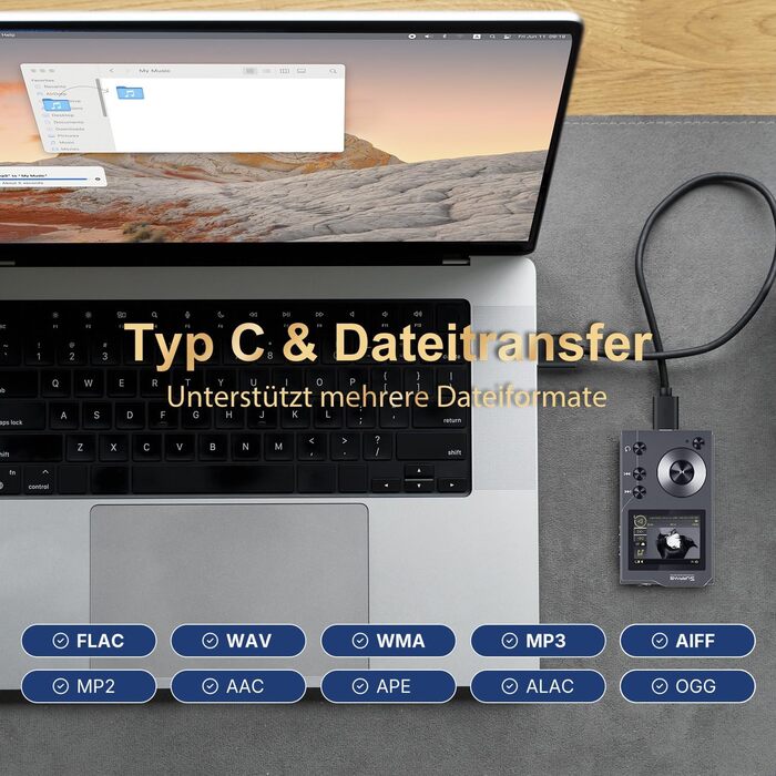 MP3 плеєр F20 з Bluetooth 5.2, DAC DSD, Hi-Res звук, 64GB карта пам'яті (до 256GB), портативний аудіоплеєр