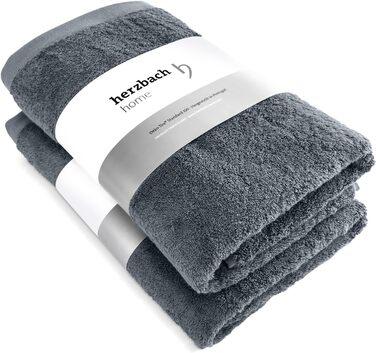 Herzbach Home Luxury Sauna Towel 2-Piece Set, Premium Quality, 100% Cotton, 80 x 200 cm (Gray Blue)