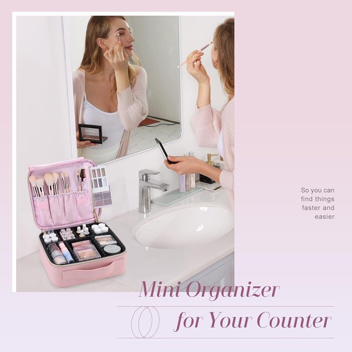 Косметичка для макіяжу, органайзер для подорожей, рожева