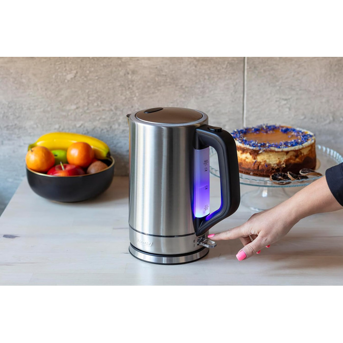 Електричний чайник MPM MCZ-85/G1, 1.7 л, без BPA, бездротовий, 360° поворотна база, антинакипний фільтр, автовимкнення, чорний, 2200W (сталь)