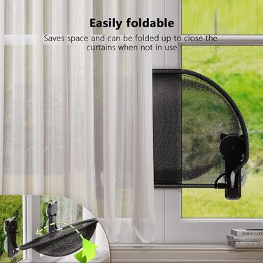 Cat Window Perch, Foldable & Stable Cat Beds - Breathable Cat Window Hammock for Monitoring, Sunbathing, and Climbing - Holds up to 18kg Maximum