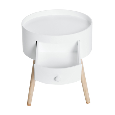 HOMCOM Coffee Table with Drawer, Round Side Table, Coffee Table with a Load Capacity of up to 50 kg, 38x38x45cm in White for Living Room & Bedroom