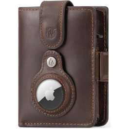 Will Fire® AirTag Wallet with Photo Capsule | Includes AirTag Holder | Genuine Leather Wallet with Coin & Bill Compartments | Extra Secured RFID Card Holder | Space for up to (12) Cards | [Coffee]