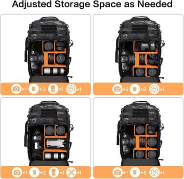 MOSISO Рюкзак для камери, тактичний, сумісний з Canon/Nikon/Sony, відділення для ноутбука 15-16 дюймів, тримач для штатива