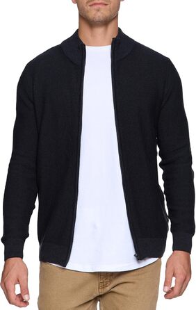 Чоловіча в'язана жилетка Indicode INWestmoon з коміром-стійкою | Жилетка з тонкого в'язання з бавовняної суміші, чорний колір