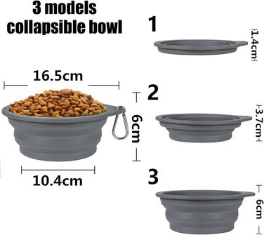Складаний миска для собак SLSON, 2 шт. - портативна годівниця для тварин, для подорожей, сірий колір