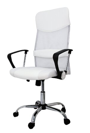 Офісний стілець La Silla Española Santander з підголівником, білий, поліестер, 52x55x118 см