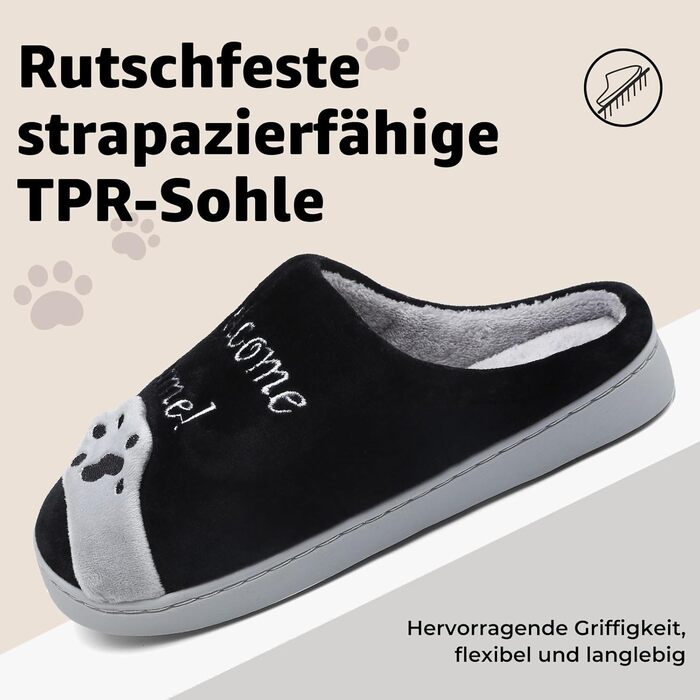 Тапочки зимові Mishansha з жорсткою підошвою - теплі, зручні, м'які, унісекс, для дорослих (41/42 EU, чорні)