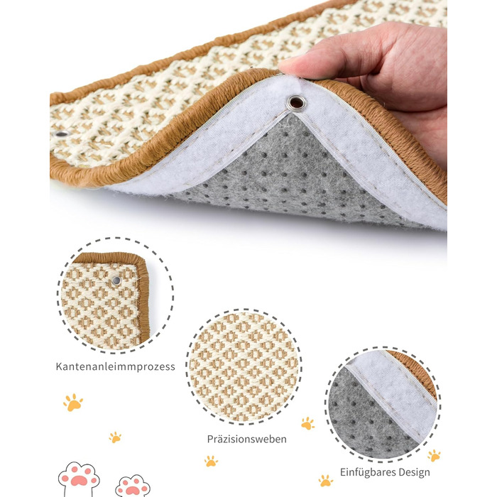 Килимок для котів JanYoo від подряпин, сизаль, 60x25 см (2 шт.), коричневий/бежевий