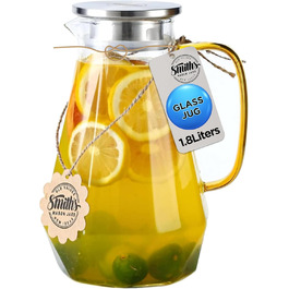 Скляний глечик Smiths Mason Jars 1,8 л з кришкою 2-в-1 — класичний універсальний глечик для води, холодних і гарячих напоїв, стійкий до температур від 4°C до 150°C