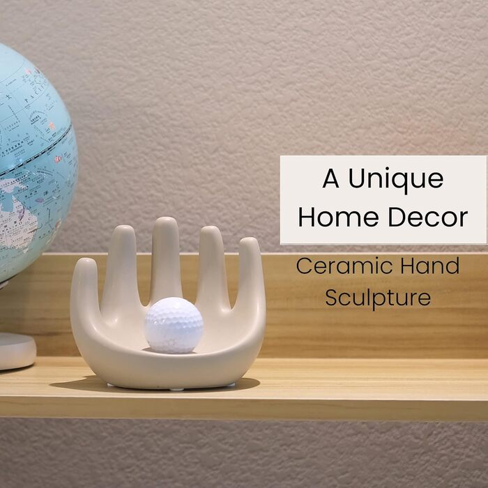 MIAJO Hand Shelf Decoration, Beige Ceramic Sculpture, Boho Shelf Decor, Hand Holder for Jewelry, Smartphone, Keys, Pen and Pencils, Knick-Knacks, Cute Home Decor