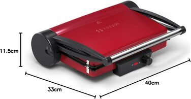 Електричний контактний гриль Bosch TCG4104 3-в-1, 2000 Вт, червоний, з регулюванням температури та знімними алюмінієвими пластинами