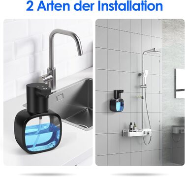 Автоматичний диспенсер для мила, 500 мл, настінний, електричний з датчиком, регульований, чорний для кухні та ванної кімнати