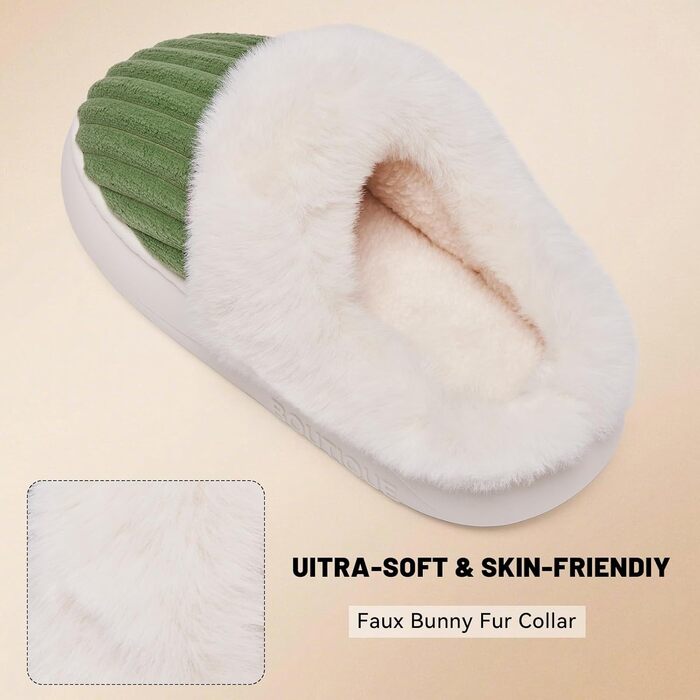 Зимові плюшеві тапочки Guyarns для жінок та чоловіків з піною Memory Foam, кордов'янта, неслизька підошва, комфортні домашні капці, зелені, 38/39 EU