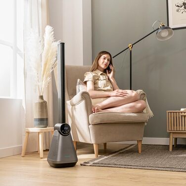 Вентилятор безлопатевий Cecotec EnergySilence 9890 Skyline, 100 см, 50 Вт, сенсорний LED-дисплей, пульт, 3 режими, 3 швидкості, таймер 15 год, кут розхитування 40º, сталева основа, чорний колір