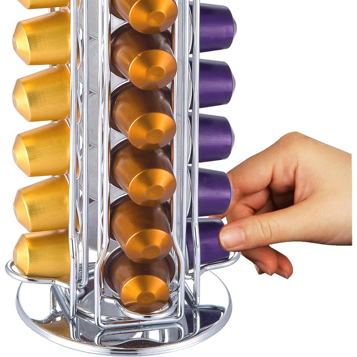 Обертовий тримач для 40 капсул Nespresso MaxMiuly, срібно-хромовий, для оригінальних капсул