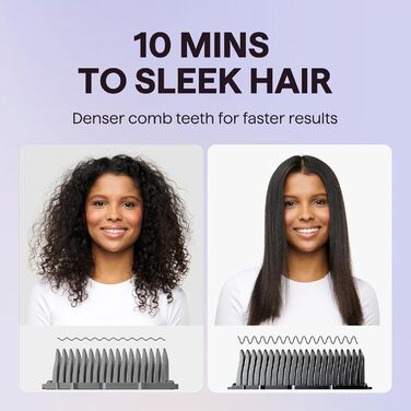 Wavytalk Glättbürсте - Іонна щітка-випрямляч 2 в 1 з LED-дисплеєм. Керамічний випрямляч для волосся з захистом від опіків, для дому та салону. Подвійна напруга (100–240V), EU-штекер, Чорний