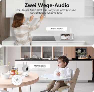 Відеоняня Wansview з камерою та APP - 5-дюймовий монітор для дитини без Wi-Fi з камерою для дитини 2.4/5 GHz, нічне бачення, відстеження руху, 2-сторонній аудіо, визначення температури, детекція руху/звуку