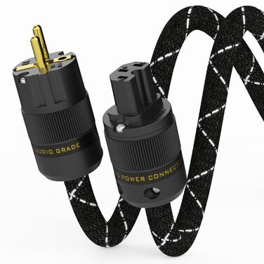 Hi-End мережевий кабель Monosaudio P078 (2м), мідний OFC, 2-полюсний HiFi кабель живлення EU Schuko — IEC C15 для підсилювача, сабвуфера та декодера