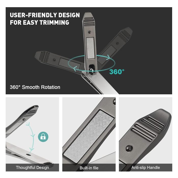 Набір кусачок для нігтів BEZOX (3 шт.) з нержавіючої сталі для товстих нігтів. Кусачки, ножиці для нігтів. Гострий та гладкий зріз. Підходить для нігтів на руках та ногах (прямі/вигнуті/скошені леза). Темно-чорний колір